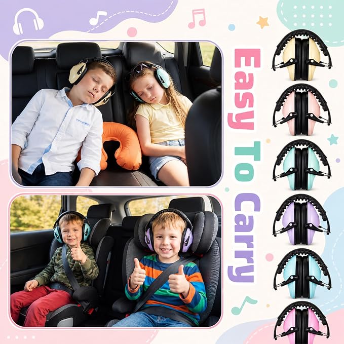 Amylove 12 Pcs Kids Ear Protection Noise Cancelling Headphones Ear Muffs Bulk 27db Adult Noise Reduction Hearing Earmuff (Universal Fit (kids & Adults),Sweet Style)