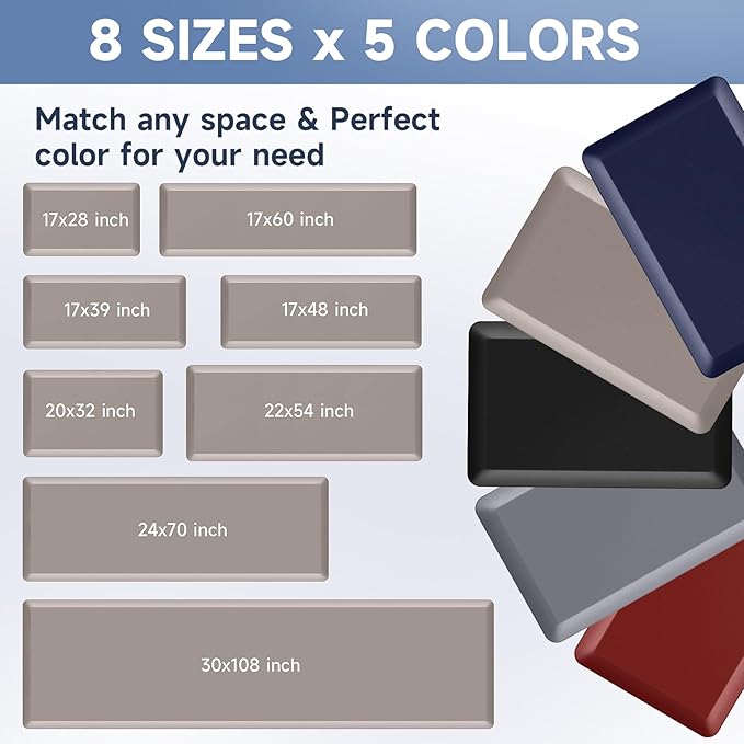 4/5 Inch Thick Kitchen Mats for Floor, StepRite Kitchen Rug for Standing Desk, Non-Slip, Thicker, Stain & Water Resistant, Comfort Anti Fatigue Floor Mat for Home, Kitchen, Office - Khaki,70 * 24''