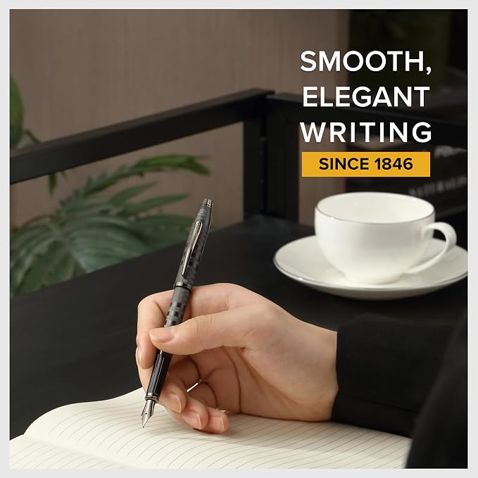Cross Century II Midnight Black Fine Nib Fountain Pen - Professional Pen for Everyday Use - Smooth Writing - Comfortable Grip - Black Ink - Durable Construction - Includes Gift Box
