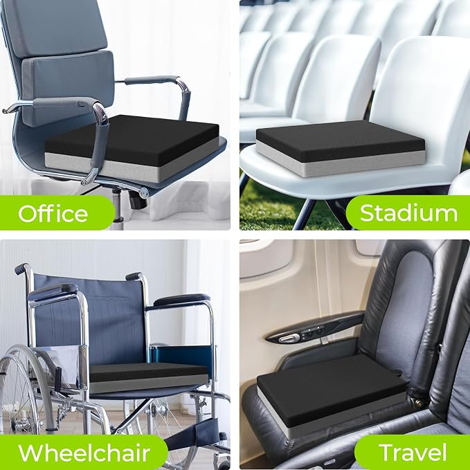 AUVON Ventilation Seat Cushion with Innovation Heat Dissipation Design, Wheelchair Cushion with Supportive Memory Foam, Waterproof & Anti-Slip Cover, Improve Lower Back & Tailbone Comfort
