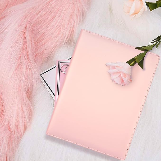Portfolio Case, Business Portfolio Folder, Cute Padfolio Cover, Conference/Resume/Legal Document Organizer with Letter/A4 Size Clipboard Hardboard, Business Card Holders, Document Sleeve, Pink