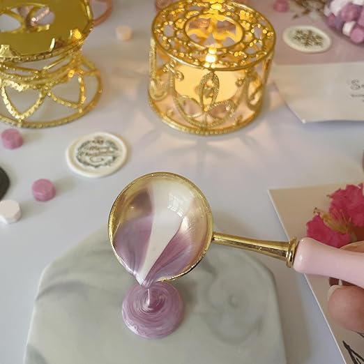 Metal Wax Seal Warmer Kit with Spoon and Stirring Stick, for Wedding Wax Envelope Seal Stamp (Golden Bird's Nest Stove)