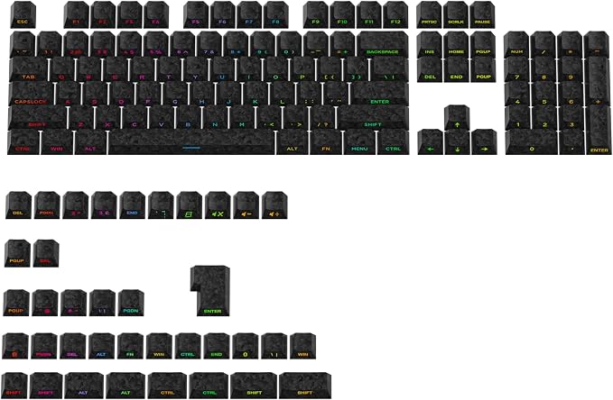 Fogruaden PBT Keycaps Set, Cherry Profile Custom Keycap for Mechanical Keyboard Keycaps(CarbonBlack)
