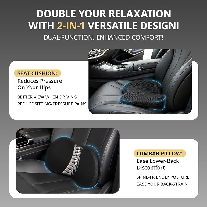 Car Seat Cushions for Driving | Car Seat Cushions,Relieve Sciatica & Back Pain, Improve Driving Posture, Ergonomic Truck Seat Cushion for Long Commute