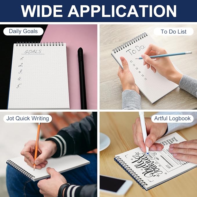 Engrowtic 2 Pcs Dot Grid Notebook Top Spiral Notebook A5 Size Bullet Dotted Paper Hardcover Dot Journal 8.3''x 5.8'' 140 Pages Spiral Notepads for Sketching Drawing Writing School Office (Dark Blue)
