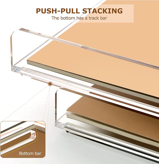 2 Pack- Stackable Paper Letter Tray, A4 File Tray Desk Organizer, Acrylic | Desk Organizers and Accessories Sorter ,Clear Workspace Office Supplies Organizers,12.4inx8.86inx3.46in