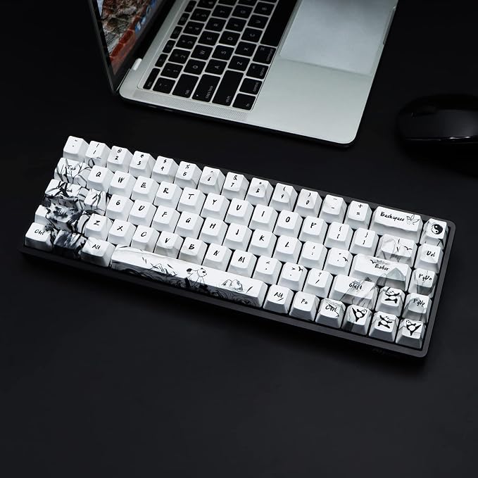 MOLGRIA Keycaps 68 Set Ink Panda for 68 Keys Keyboard, Custom PBT OEM Profile Key Caps with Keycap Puller for Cherry MX Khail Switches Gaming Keyboard