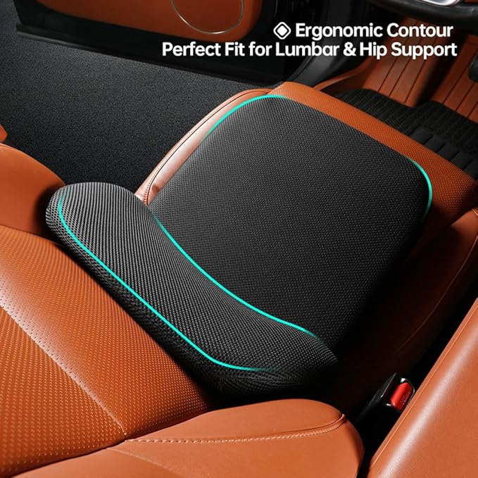 2Pack Lumbar Support Pillow & Seat Cushion for Car, Breathable Mesh, Wear-Resistant, Ergonomic Design, Back and Waist Support, Hip Cushioning, Comfortable for Long Time Driving and Sitting
