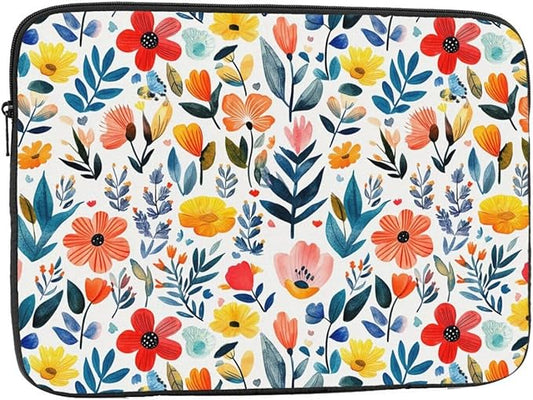 Spring Flowers Laptop Sleeve 17 inch, Slim Laptop Bag Case with Zipper, Lightweight Tablet Computer Carrying Case for Men Women