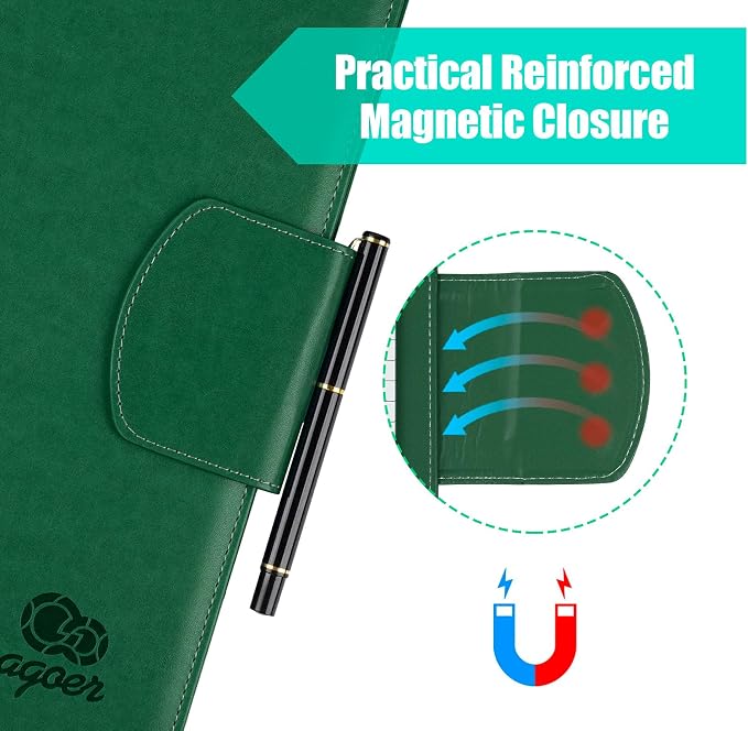 A4 Leather Portfolio,All-in-One Folder Legal Pad Padfolio,Business Interview Legal Organizer with Magnetic Closure,Resume Folder Binder with Luxury Papers,Sticky Tab,Pen for Men & Women,Retro Green