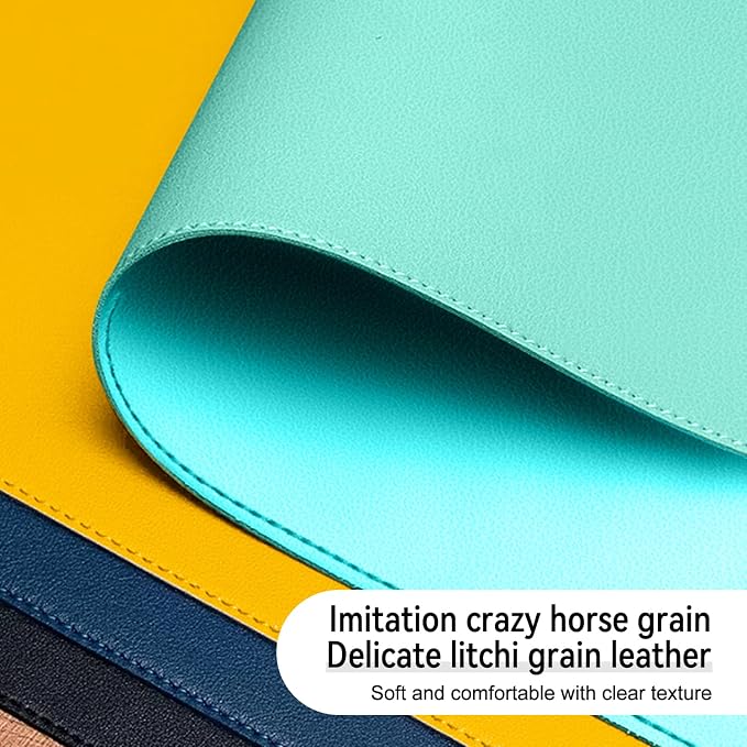 Dual Sided Leather Desk Mat - Waterproof Desk Pad - Ideal for Large Mouse Pad and Desk Mats on Top of Desks (Green, 33"*13")