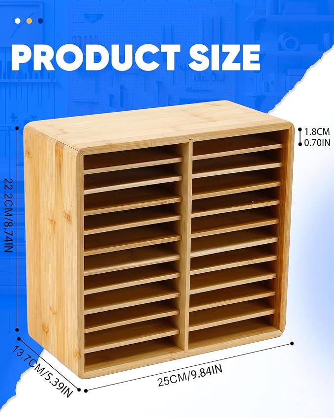 UCEC Bamboo Marker Organizer for 176 Markers, 11-Tier Desktop Marker Storage Rack with 22 Wide Compartments, Stackable Alcohol Pen Holder for Artists, Classroom, Studio Decor
