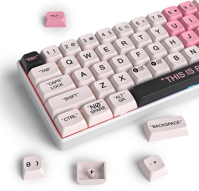 Guffercty kred Cute PBT XDA Keycaps 144 Keys Pink Heart Custom Keycaps 75 Percent Keyboard Keys Caps with keycap Puller for Mechanical Keyboards （Pink Plastic）