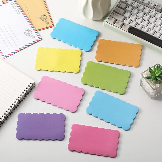 Eaasty 8 Pack Scalloped Sticky Notes Cute Adhesive Memo Pads Rainbow Colors Aesthetic Unlined Self Stick Note Pads 3" x 5" Pretty Wavy Sticky Notes Bulk 240 Sheets for School Office Supplies