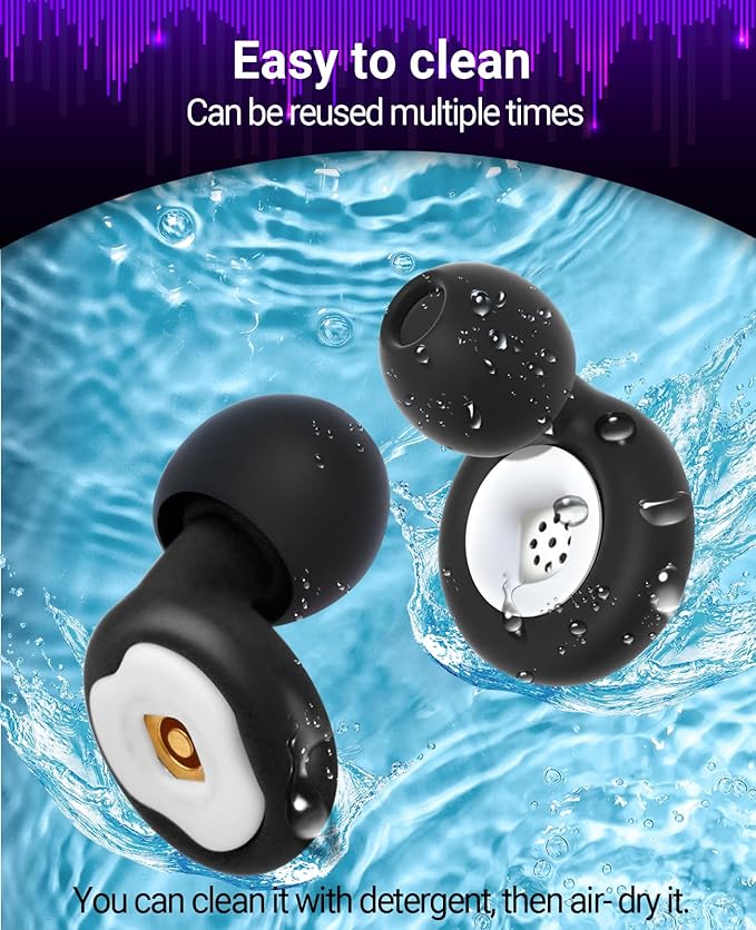 Ear Plugs for Sleeping Noise Cancelling, 27dB EarPlugs for Noise Reduction, High Fidelity Hearing Protection for Musicians and Nightlife, Silicone Earplugs Reusable XS S M L 4 Pairs and Travel Case