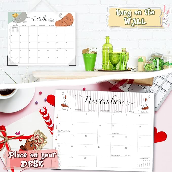 Guasslee 14" X 11" Desk Calendar 2026-2027, Desk Top Calendar 2026, 19-Month School Year Desk/Wall Calendar, 2026 Jun-2027 Dec, Monthly Planner With Corner Protcetor For Office Home School Organizing