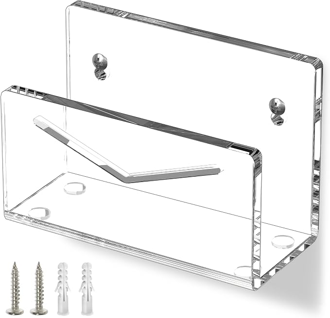 FUCDTEFC Acrylic Mail Holder, Mail Organizer Wall Mounted Clear File Letter Organizer, Vertical Envelope Mail Holder for Desk, Lightweight Countertop Bill Sorter Invoice Stand for Home Office School | Vertical, Envelope, Lightweight, Countertop, Bill H...