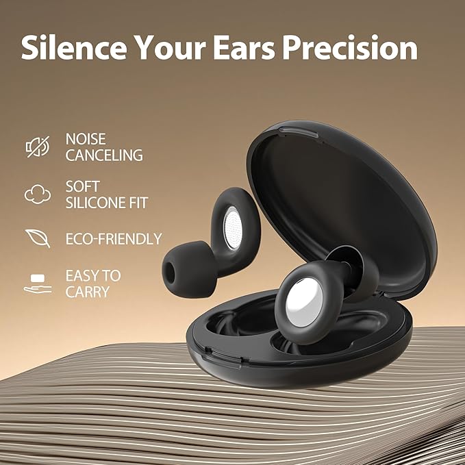 Hearing Protection Earplugs, Reusable Sleep Noise-Canceling Earplugs, Ideal for Concerts, Travel, Library, Sleep, and Deep Focus Work | 20-35dB Noise Reduction(Black)