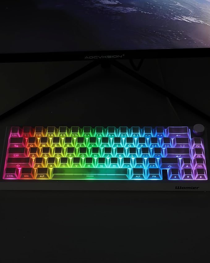 Keymatic Keycaps- Cherry Profile Keycap, Clear White Key Cap,Side Engraved Clear Edge Backlit Custom 60 65 75 100 Percent for Cherry MX, Outemu, Gateron Mechanical Keyboards