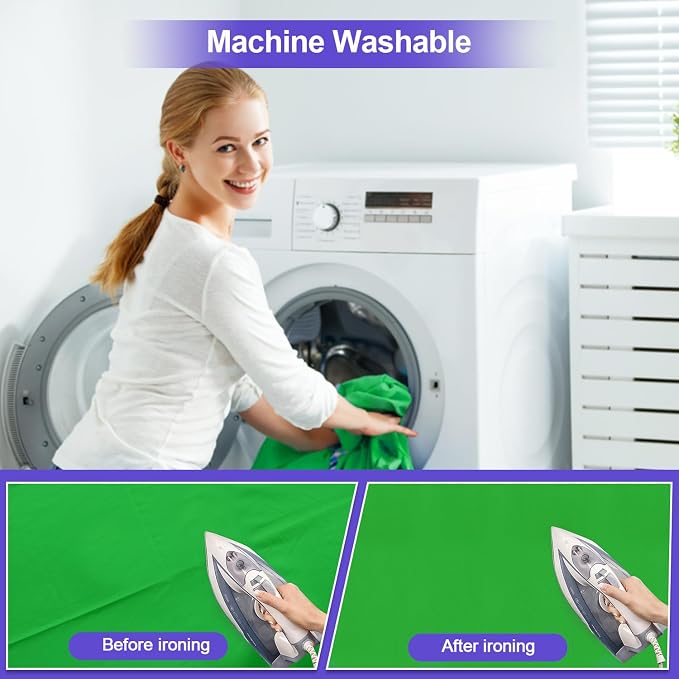 Green Screen Backdrop 10x20 ft, Portable Greenscreen Background for Streaming Zoom, Large Green Photo Backdrop Curtain for Photography, Chromakey Muslin Cloth for Gaming Photoshoot Video Studio