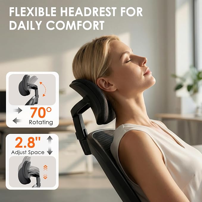INTERGREAT Ergonomic Office Chair, High Back Home Office Desk Chair with Wheels, Breathable Mesh Computer Chairs with 3D Armrests and Headrest, Comfortable & Easy Assembly,Black