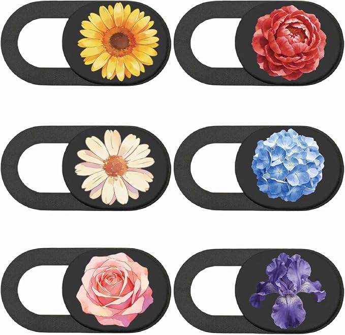6Pcs 6 Styles Cute Camera Cover Slide Flowers 0.04 Inch Privacy Guard Accessories, Webcam Cover Slide Ultra Thin Protector Blocker for Desktop Computer Tablet Notebook Mini PC Office Use