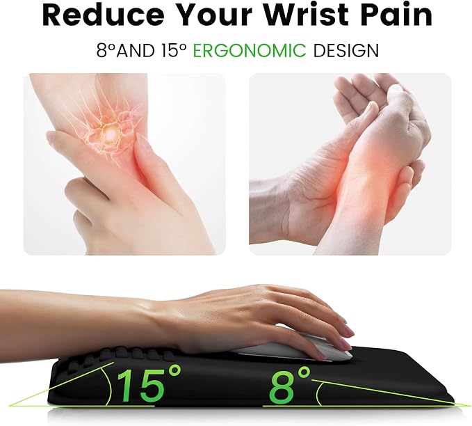 MEKASS Mouse Pad with Wrist Rest, Ergonomic Slope Mousepad for Carpal Tunnel Pain Relief, Memory Foam Desk Computer Wrist Support Mouse Pad with for Office Home (Purple)