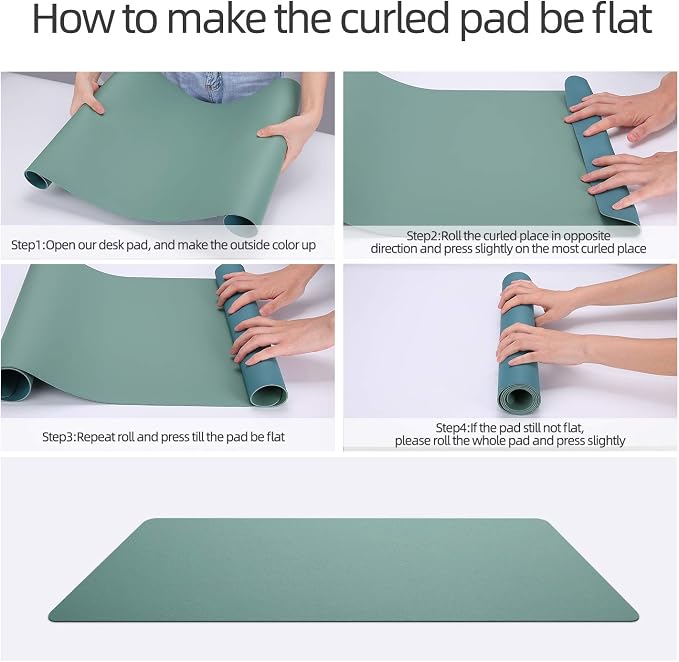 YSAGi Dual-Sided Desk Mat, 23.6" x 13.7" Waterproof PU Leather Desk Pad Protector for Keyboard and Mouse, Desk Writing Pad for Office and Home (Pistachio Green + Green Blue)