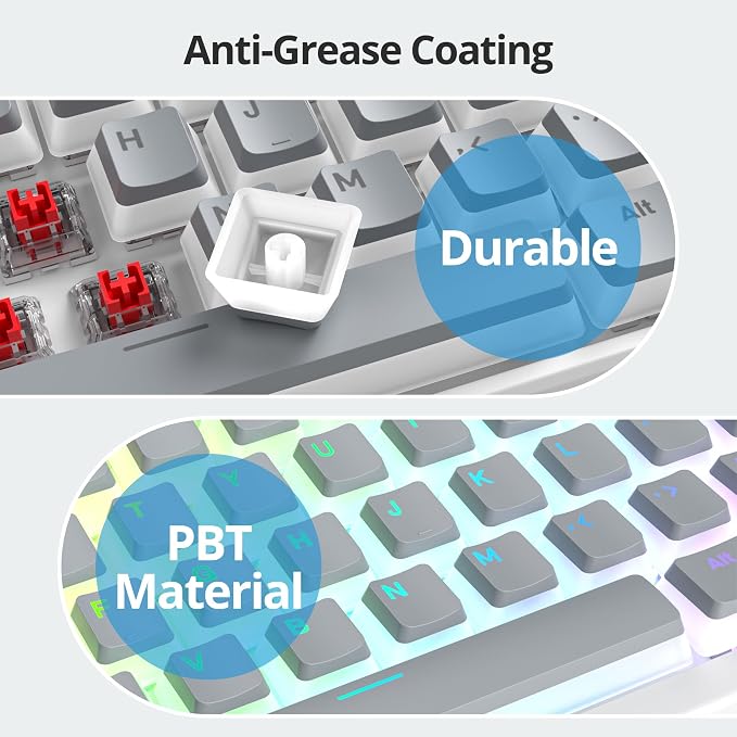 Guffercty kred 117-Key Grey Pudding Keycaps, OEM Profile PBT Anti-Wear Translucent Backlight fits Mechanical Keyboard(Grey Pudding)