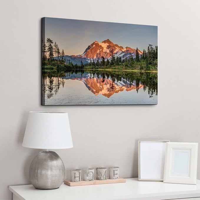 Forest Mountain Landscape Wall Art for Bedroom Living Room Decorations Nature Wall Decor Rustic Pine Tree Picture Woodland Painting Canvas Prints Wilderness Photography Posters Framed Artwork 16x24"
