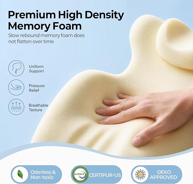 HAMYODO 27° Angled Wedge Pillow, Support for Neck Back Waist (Iceblue) | Multi-Position Headboard, Bed Rest Pillows for Prone Sleeping ,Backrest Chaise Lounges Stomach Support in Bed, Couch or Floor