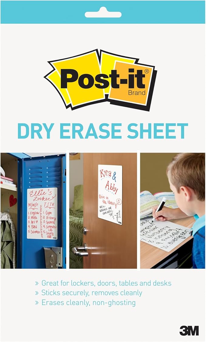 Post-it Dry Erase Sheets, 7 in x 11.3 in, 30 Sheets, Sticks Securely and Removes Cleanly (DEFSHEETS-30PK)