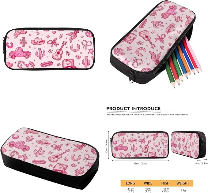WELLFLYHOM 17 Inch Western Cowgirl School Backpack for Kids 5-6 Girls | Pink Book Bag with Lunch Box Pencil Case Water Bottle Case Back to School Supplies