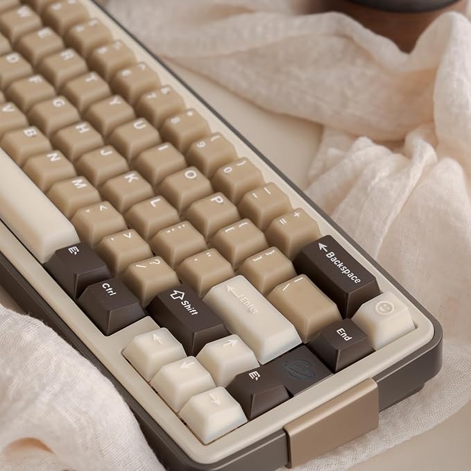 Retro PBT Keycaps Set 164Keys Cherry Profile Brown Keycaps 60% 65% 75% 100% Dye Sublimation Costom Key caps for Cherry Gateron MX Switches Mechanical Keyboards
