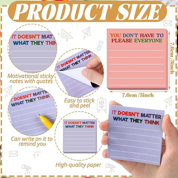 Yinder 24 Pcs Inspirational Sticky Notes Thank You Gift Motivational Sticky Note Pad Employee Appreciation Gift Bulk for Staff Coworker Teacher Nurse Office Groups 3 x 3'' (Mental Health,Aesthetics)