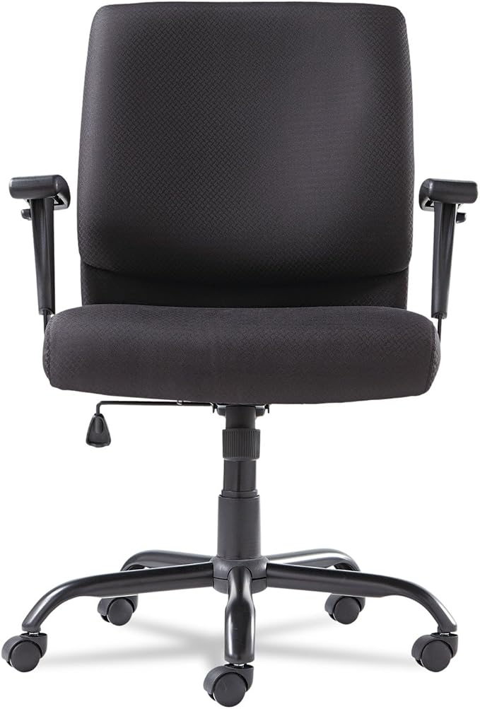 OIF BT4510 Big and Tall Swivel/Tilt Mid-Back Chair, Height Adjustable T-Bar Arms, Black