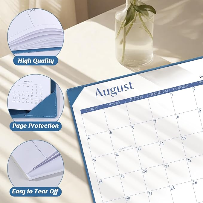 Gannyfer Desk Calendar 2026-2027 with Desktop Mat, Simplified Large 22" x 17" Desktop Pad Calendar, 18 Month Desk Calendar 2026, Use Now to Jun 2027, Office Supplies Perfect for Home School and Office - Blue