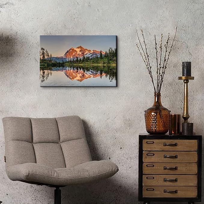 Forest Mountain Landscape Wall Art for Bedroom Living Room Decorations Nature Wall Decor Rustic Pine Tree Picture Woodland Painting Canvas Prints Wilderness Photography Posters Framed Artwork 16x24"