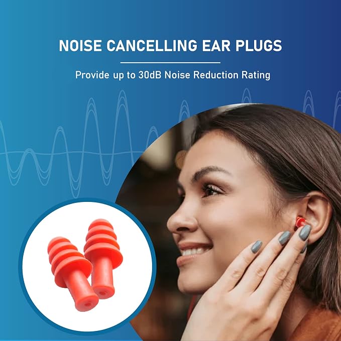 Quality Silicone Reusable Ear Plugs - 10 Pairs with 2 Plastic Cases 27dB Noise Cancelling Sound Blocking Soft with Strings for Adults Kids Sleeping Swimming Shooting Hunting Work Safety Loud Noise