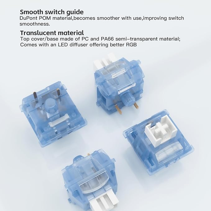 Zjmehty Outemu (Gaote) Ice Blue Switches for MX Mechanical Gaming Keyboard, 3-Pin Clicky Accurate Typing Dustproof Switches (90pcs)