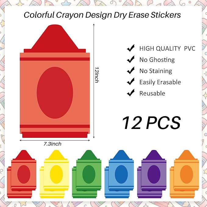 Lincia 12 Pcs Large 12''Table Dots Dry Erase Dots for Classroom Table Crayon Dry Erase Sticker for Whiteboard Wall Teachers Small Group Classroom Must Haves Removable School Essential Supplies
