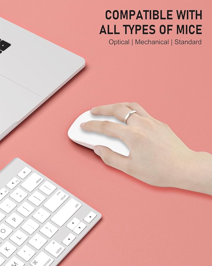 Desk Pad, 35.5" x 17" PU Leather Non-Slip Desk Mat Large Mouse Pad for Desktop, Waterproof Laptop Computer Writing Mat for Office, Home, Work, Gaming, Flower Pink