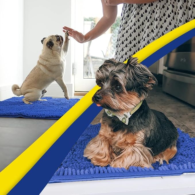 Muddy Mat® | Super Absorbent Door Mat Indoor, Microfiber Quick Dry Chenille Entryway Rug, Non-Slip Front Door Mat, Indoor Mats for Entryway, Machine Washable Pet Rug, Periwinkle 16" x 24"