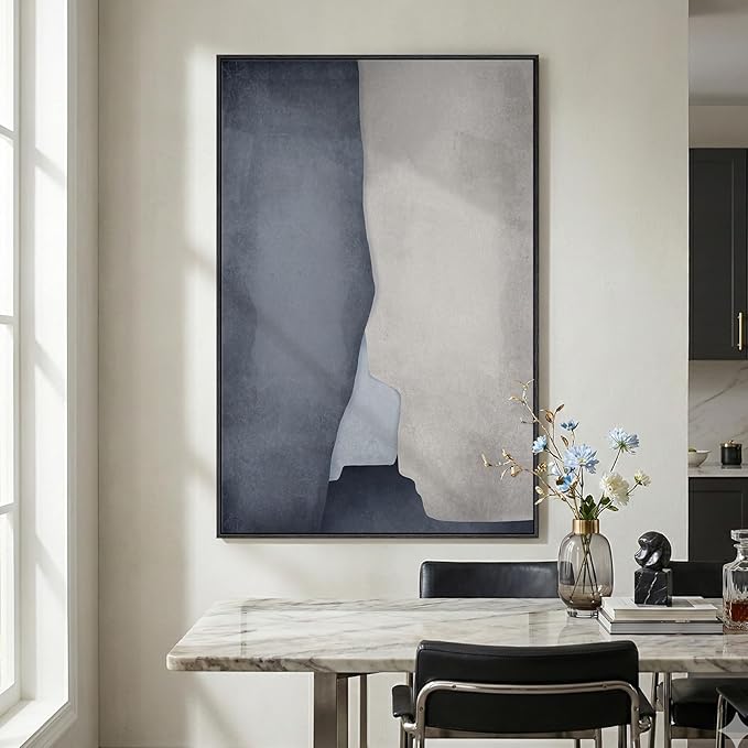 Extra Large Framed Neutral Abstract Wall Art for Living Room, 40x60 In Oversized Modern Gray and Beige Canvas Prints Paintings, Big Vertical Minimalist Pictures for Hallway Dining Bedroom Wall Decor
