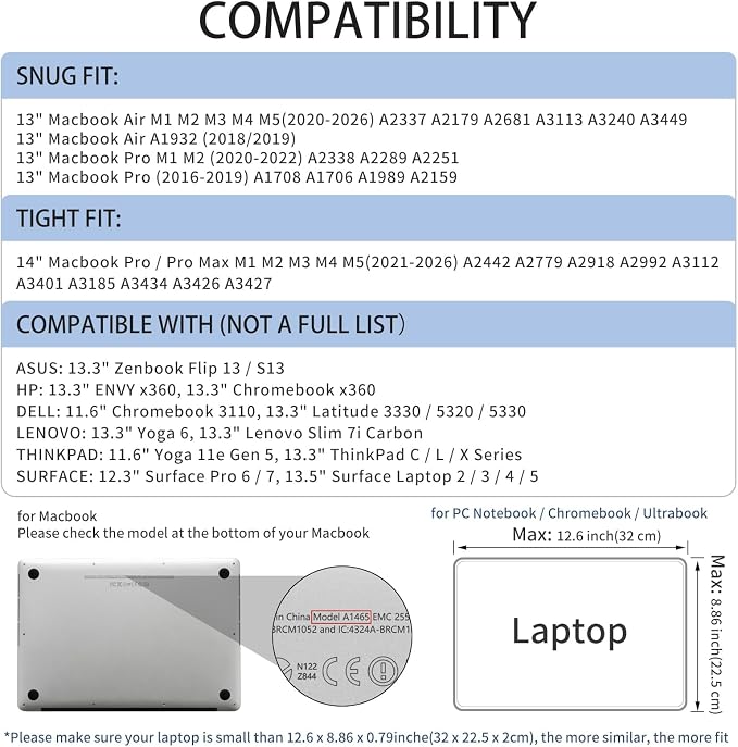 RAINYEAR 13 Inch Laptop Sleeve Compatible with 13.3" MacBook Air/Pro M1 M2 M3 M4 M5 A3449 A3240 A3113 A2681 A2338 Carrying Computer Bag Protective Cover Case (Blue)
