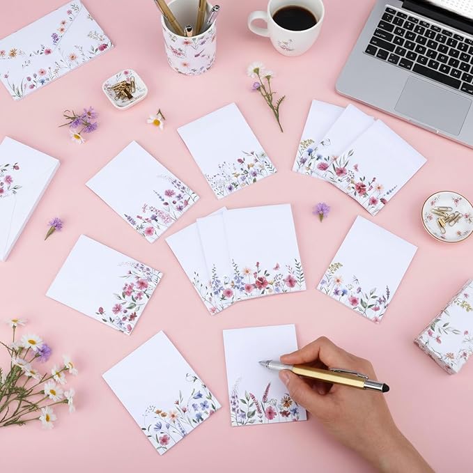 12 Pads Wildflower Sticky Notes Flower Sticky Notes 3 x 4 Inches Floral Notepad Cute Summer Adhesive Memo Reminder Floral Memo Pads Flower Notepads for Women Journal Office Spring Gifts