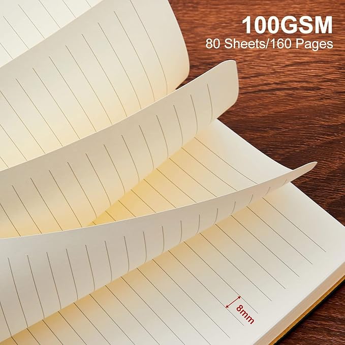 Lined Journal Notebook for Work College Ruled Note Book 7.2"x9.6"B5 PU Leather Daily Journaling 160 Pages for Women Men Writing Home School Supplies Business (Pink)
