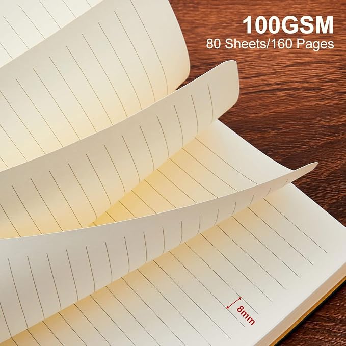 Lined Journal Notebook for Work College Ruled Note Book 7.2"x9.6" B5 PU Leather Daily Journaling 160 Pages for Women Men Writing Home School Supplies Business (Dark Pink)