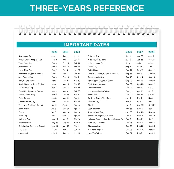 Desk Calendar 2026-2027 - Desk Calendar from July 2026 - December 2027, 10" x 8.3" Calendar Desk, 18 Months Standing Flip 2026-2027 Desktop Calendars