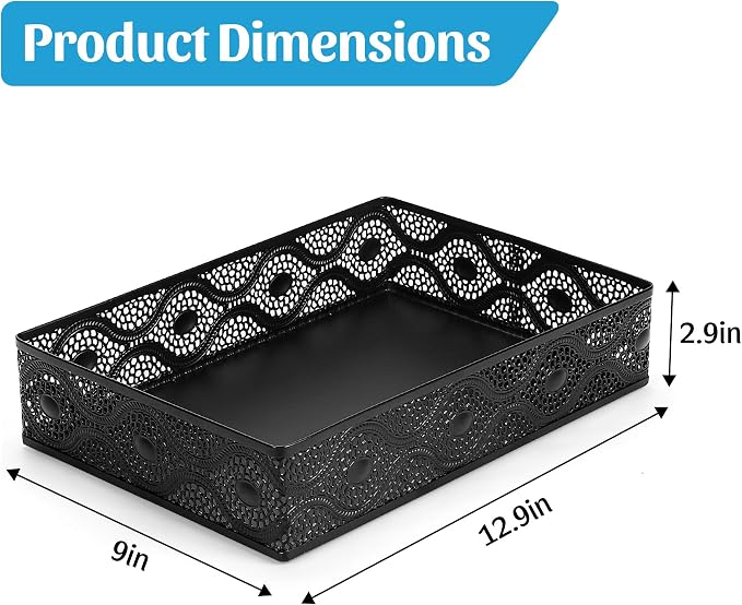 Desk Paper Tray Organizer, Metal Mesh Storage Basket for Office Home | Desktop Decorate Trays Organizing, Large Storage Basket for Office Supplies Mail File Print A4 Paper, Black, Pattern 1#